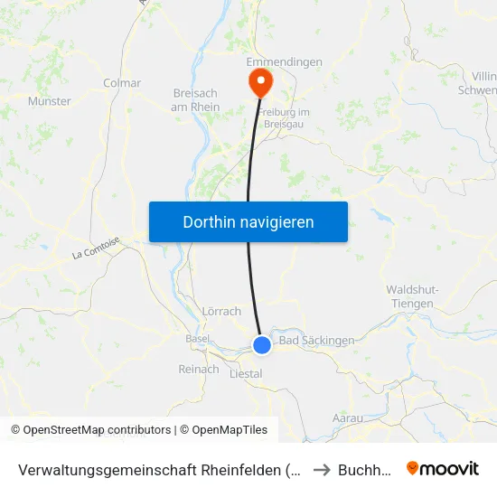 Verwaltungsgemeinschaft Rheinfelden (Baden) to Buchheim map