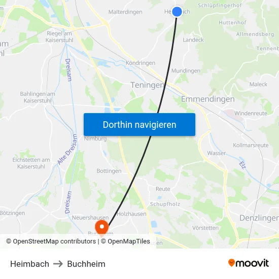 Heimbach to Buchheim map