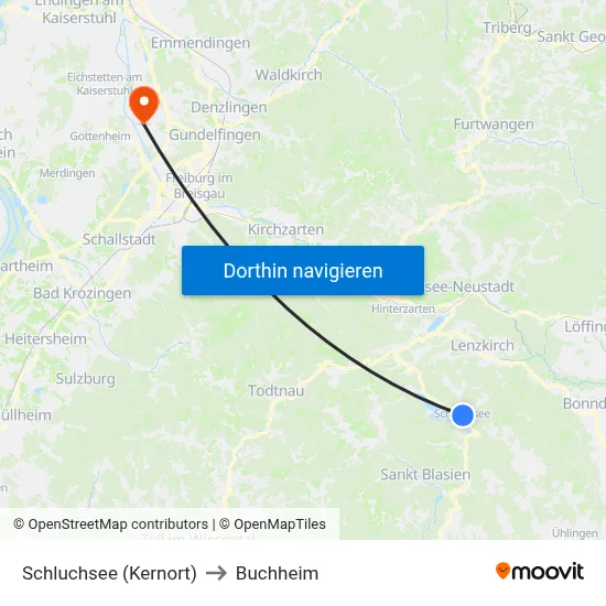 Schluchsee (Kernort) to Buchheim map