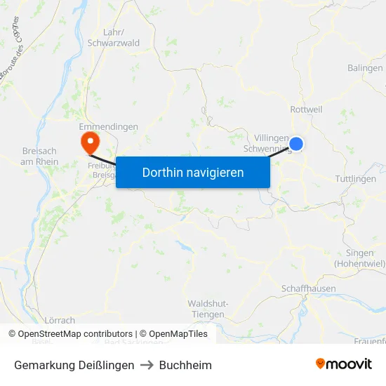 Gemarkung Deißlingen to Buchheim map