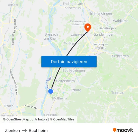 Zienken to Buchheim map