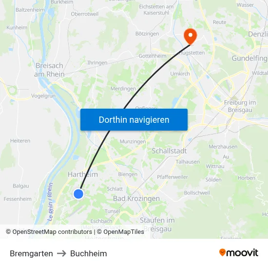Bremgarten to Buchheim map