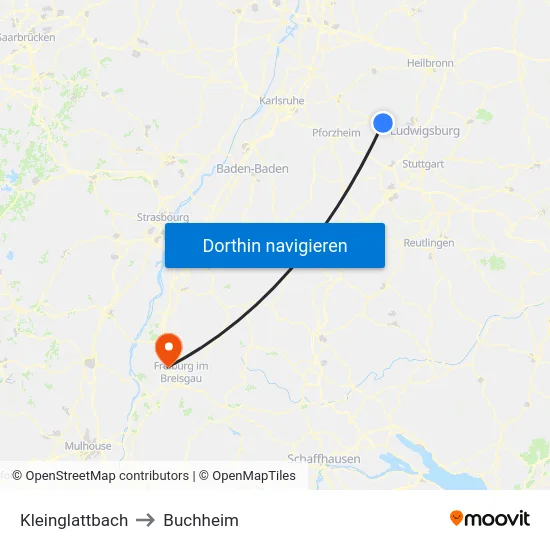 Kleinglattbach to Buchheim map
