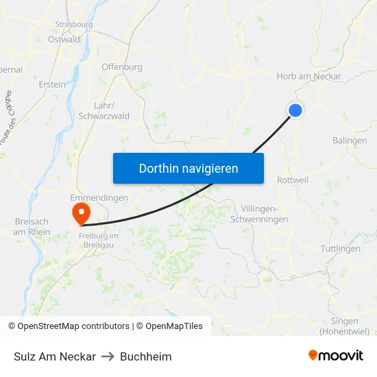 Sulz Am Neckar to Buchheim map