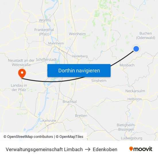 Verwaltungsgemeinschaft Limbach to Edenkoben map