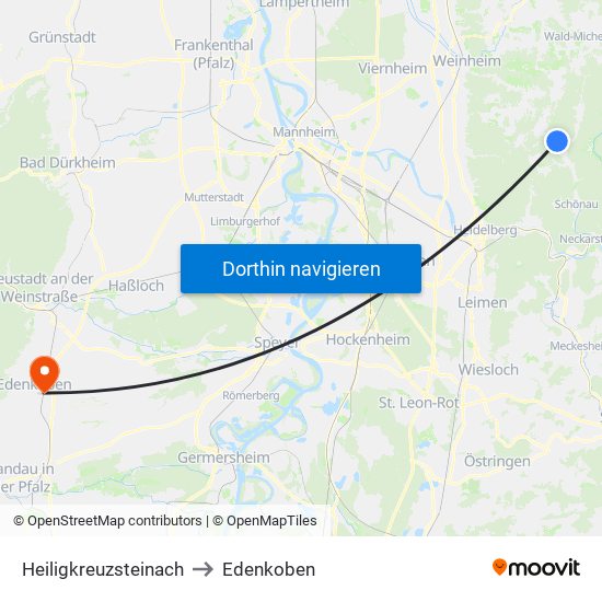 Heiligkreuzsteinach to Edenkoben map
