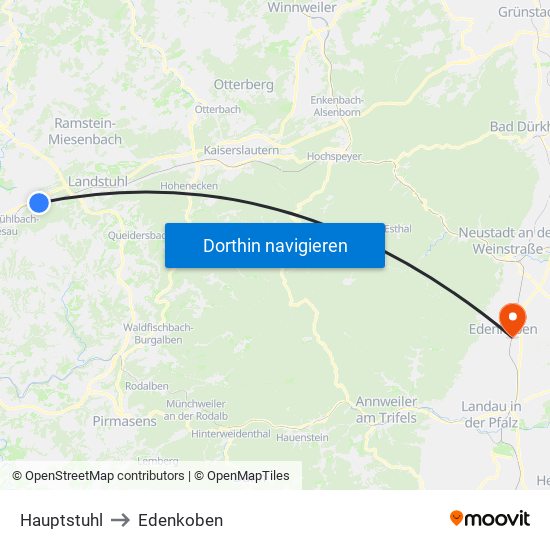 Hauptstuhl to Edenkoben map