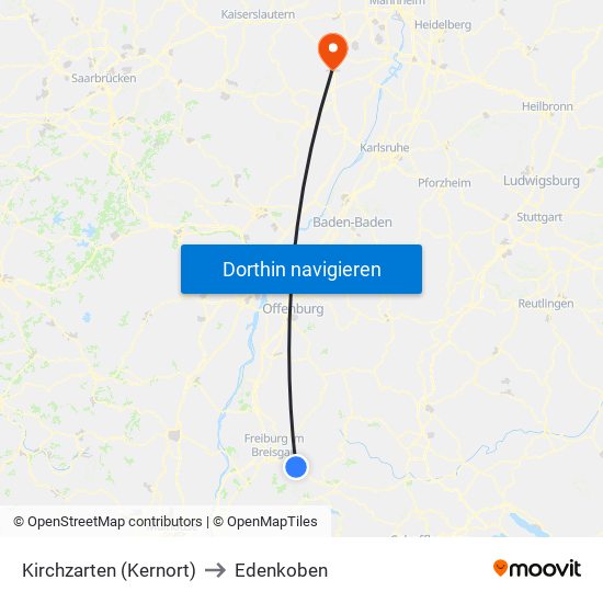 Kirchzarten (Kernort) to Edenkoben map