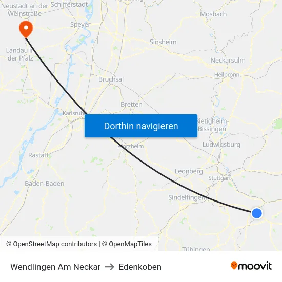 Wendlingen Am Neckar to Edenkoben map