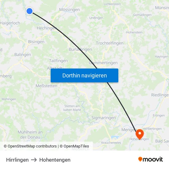 Hirrlingen to Hohentengen map