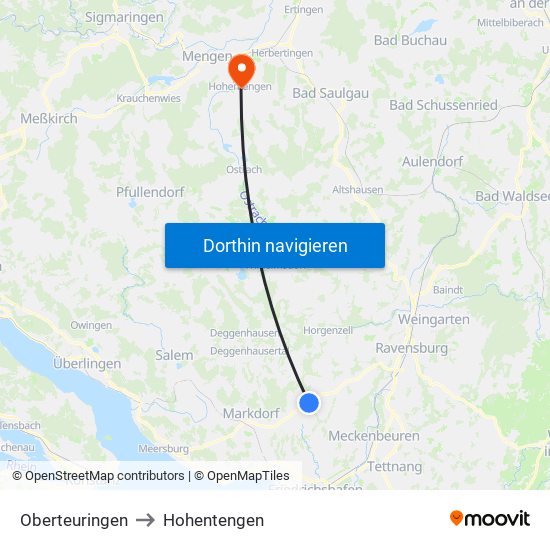 Oberteuringen to Hohentengen map