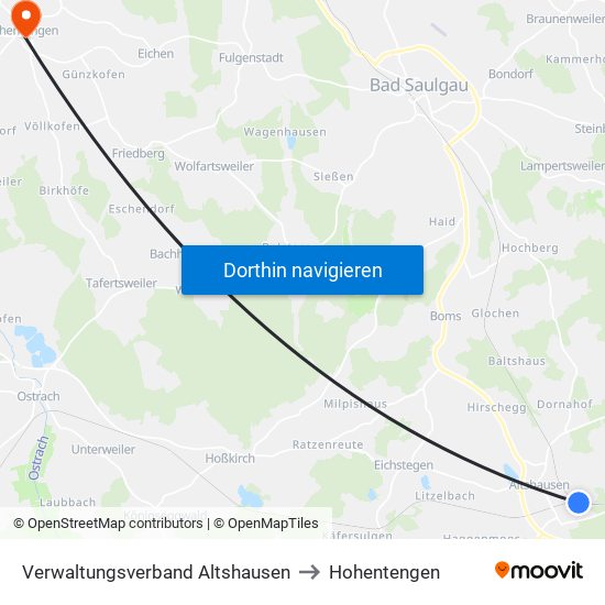 Verwaltungsverband Altshausen to Hohentengen map