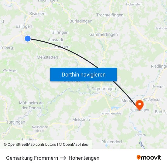 Gemarkung Frommern to Hohentengen map