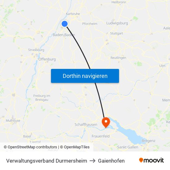 Verwaltungsverband Durmersheim to Gaienhofen map
