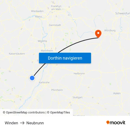 Winden to Neubrunn map