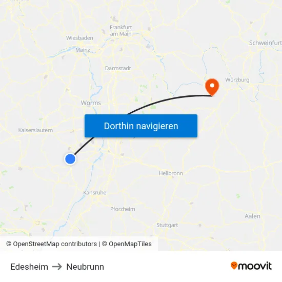 Edesheim to Neubrunn map