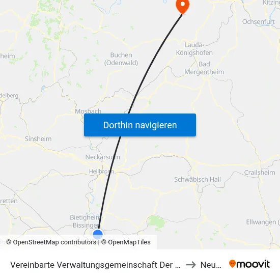 Vereinbarte Verwaltungsgemeinschaft Der Stadt Freiberg am Neckar to Neubrunn map