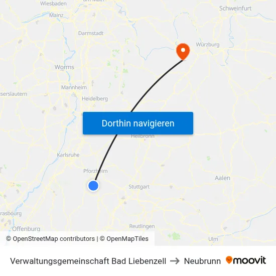 Verwaltungsgemeinschaft Bad Liebenzell to Neubrunn map