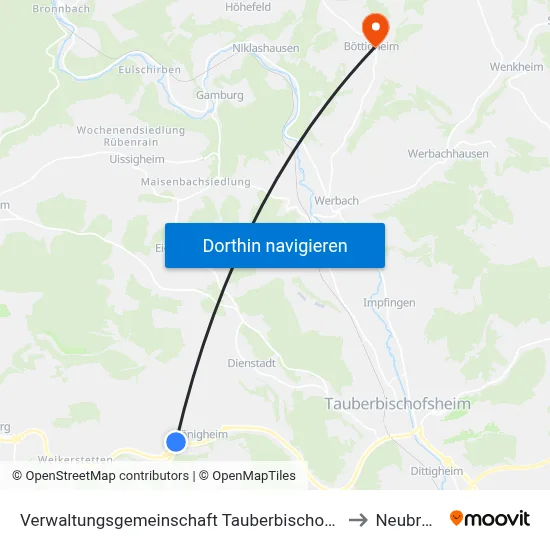 Verwaltungsgemeinschaft Tauberbischofsheim to Neubrunn map
