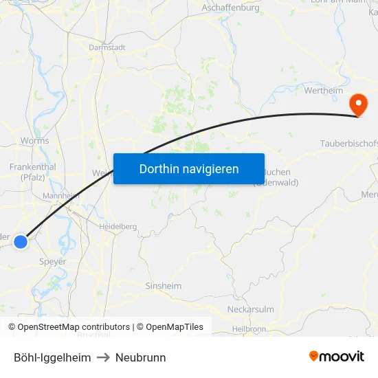 Böhl-Iggelheim to Neubrunn map