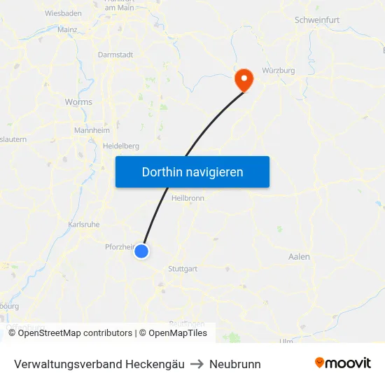 Verwaltungsverband Heckengäu to Neubrunn map