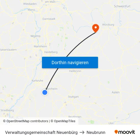 Verwaltungsgemeinschaft Neuenbürg to Neubrunn map