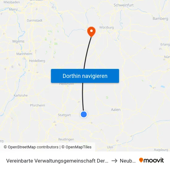 Vereinbarte Verwaltungsgemeinschaft Der Stadt Schorndorf to Neubrunn map
