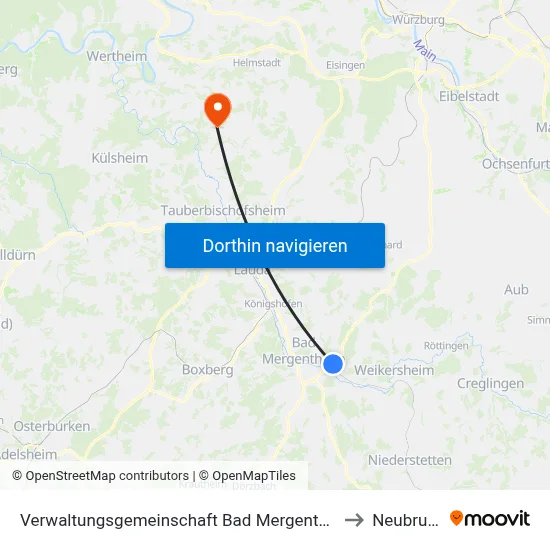 Verwaltungsgemeinschaft Bad Mergentheim to Neubrunn map