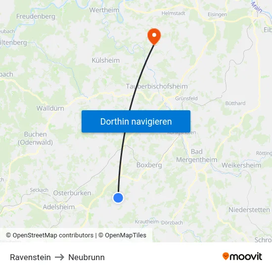 Ravenstein to Neubrunn map