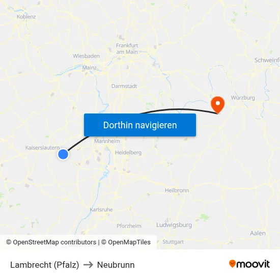 Lambrecht (Pfalz) to Neubrunn map