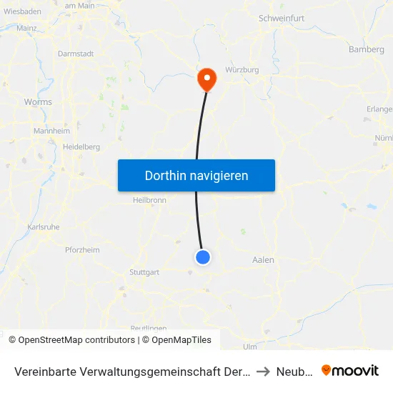 Vereinbarte Verwaltungsgemeinschaft Der Stadt Welzheim to Neubrunn map