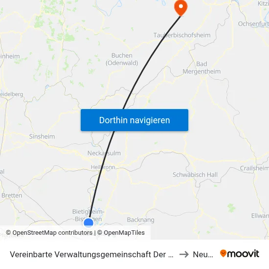 Vereinbarte Verwaltungsgemeinschaft Der Stadt Bietigheim-Bissingen to Neubrunn map