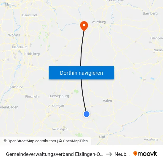 Gemeindeverwaltungsverband Eislingen-Ottenbach-Salach to Neubrunn map