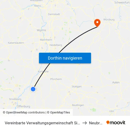Vereinbarte Verwaltungsgemeinschaft Sinzheim to Neubrunn map