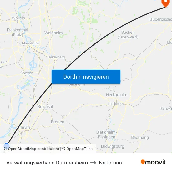 Verwaltungsverband Durmersheim to Neubrunn map