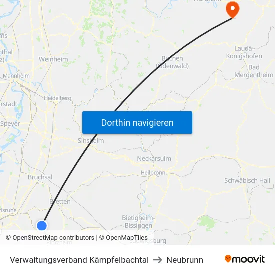 Verwaltungsverband Kämpfelbachtal to Neubrunn map