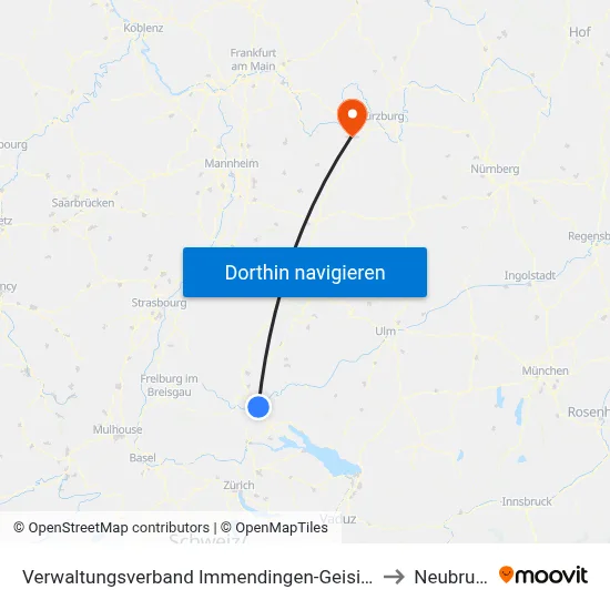 Verwaltungsverband Immendingen-Geisingen to Neubrunn map