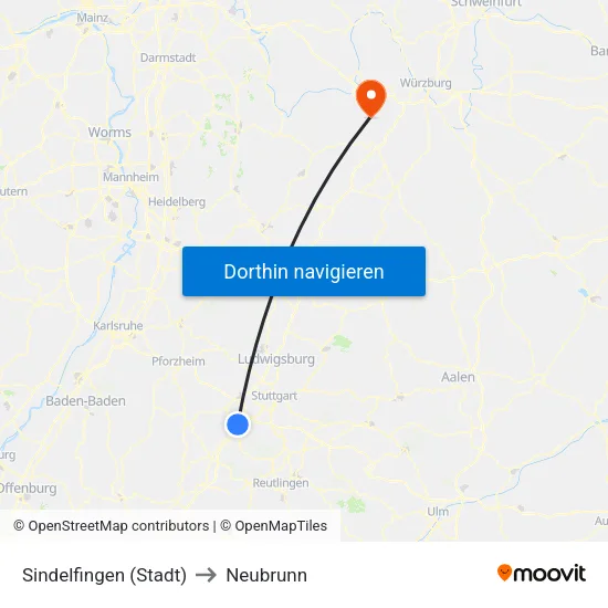 Sindelfingen (Stadt) to Neubrunn map