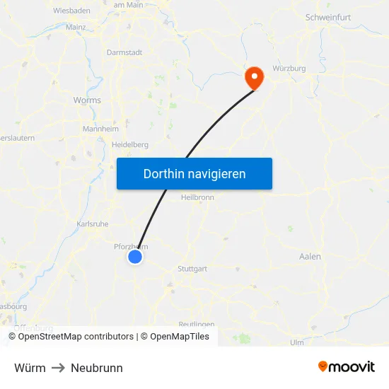 Würm to Neubrunn map