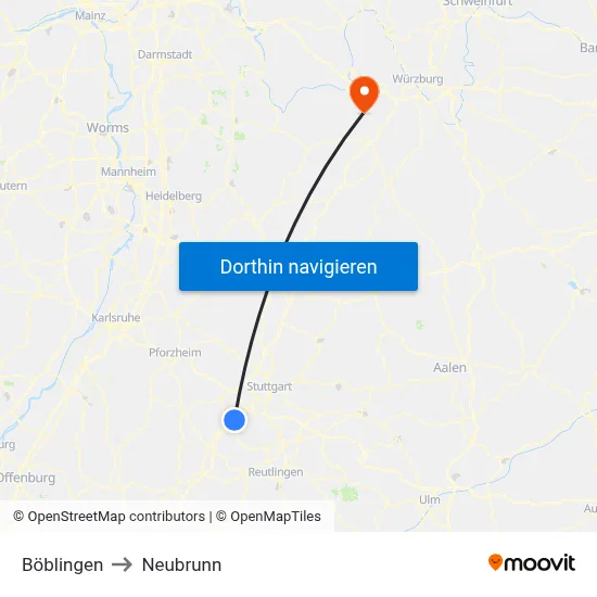 Böblingen to Neubrunn map