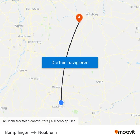 Bempflingen to Neubrunn map