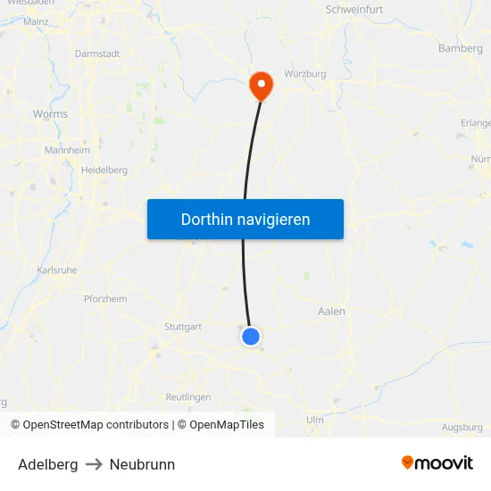 Adelberg to Neubrunn map