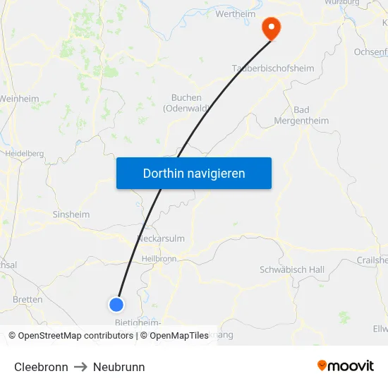 Cleebronn to Neubrunn map