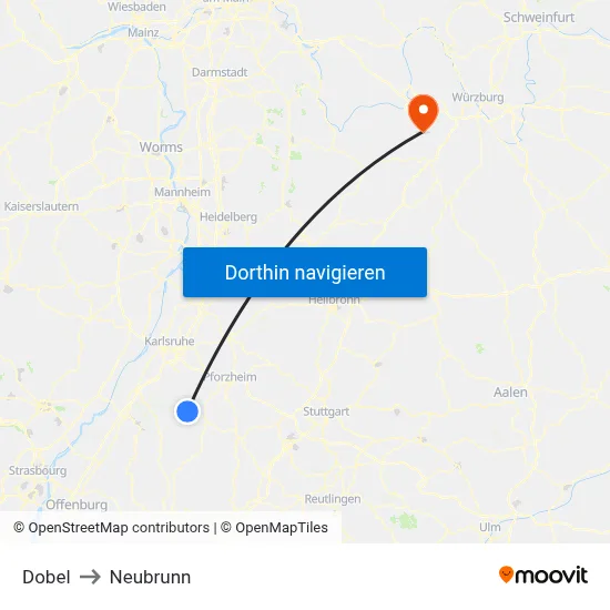 Dobel to Neubrunn map