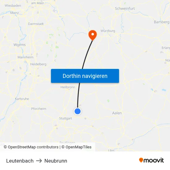Leutenbach to Neubrunn map