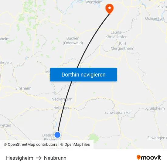 Hessigheim to Neubrunn map