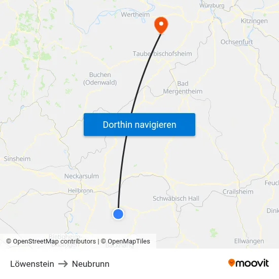 Löwenstein to Neubrunn map