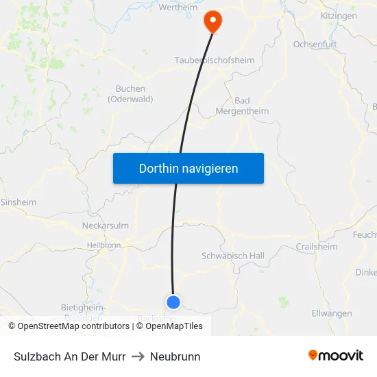 Sulzbach An Der Murr to Neubrunn map