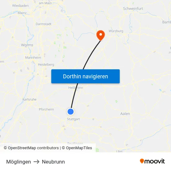 Möglingen to Neubrunn map