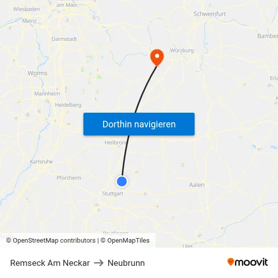 Remseck Am Neckar to Neubrunn map